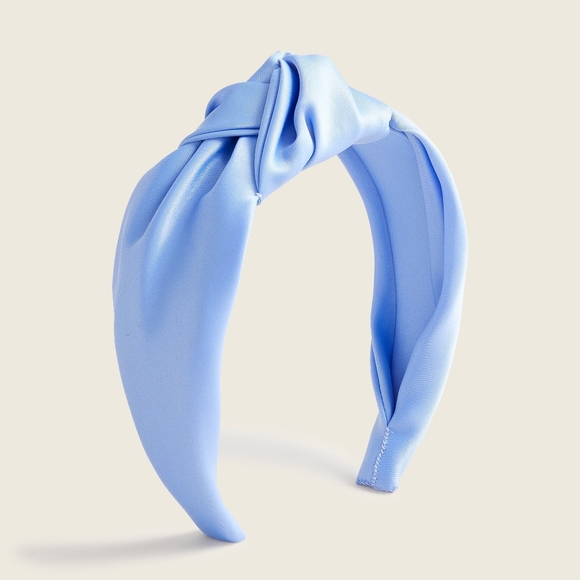 New! J Crew Satin Large Knot Headband in Baby Blue NWT - Picture 1 of 4